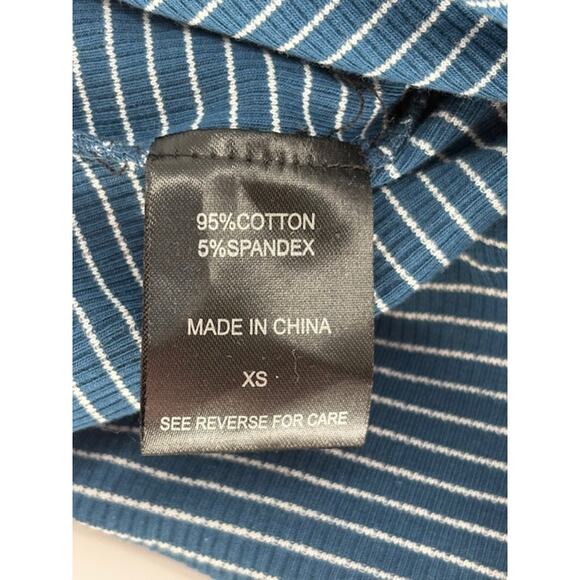 Knot Sisters Anthropologie Blue and White Pinstripe Mini Romper – XS NWT - Picture 6 of 7